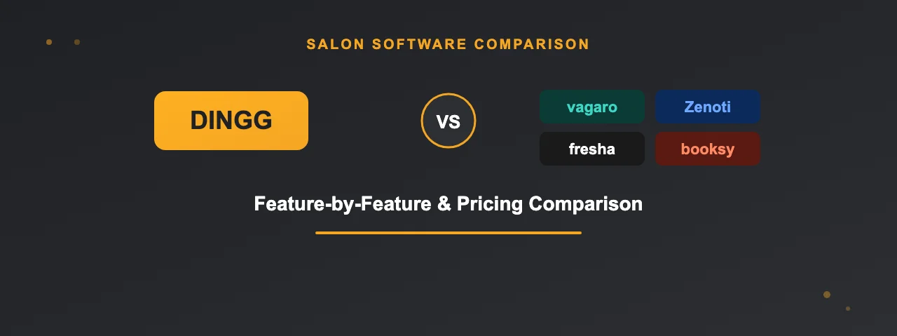 DINGG vs Vagaro vs Fresha vs Zenoti vs Booksy salon software comparison