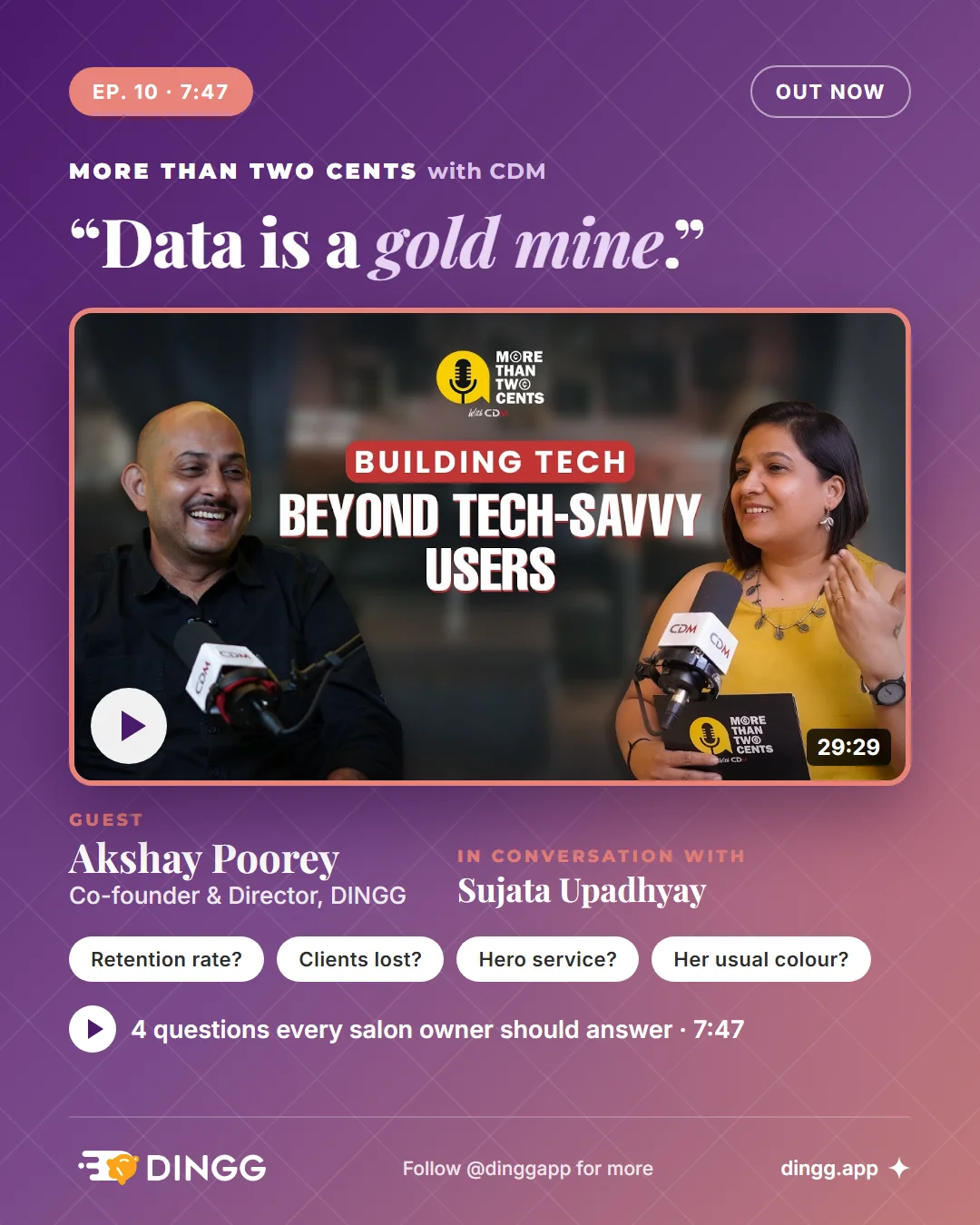 Data is a gold mine: four questions every salon owner should answer, from Akshay Poorey of DINGG on More Than Two Cents with CDM