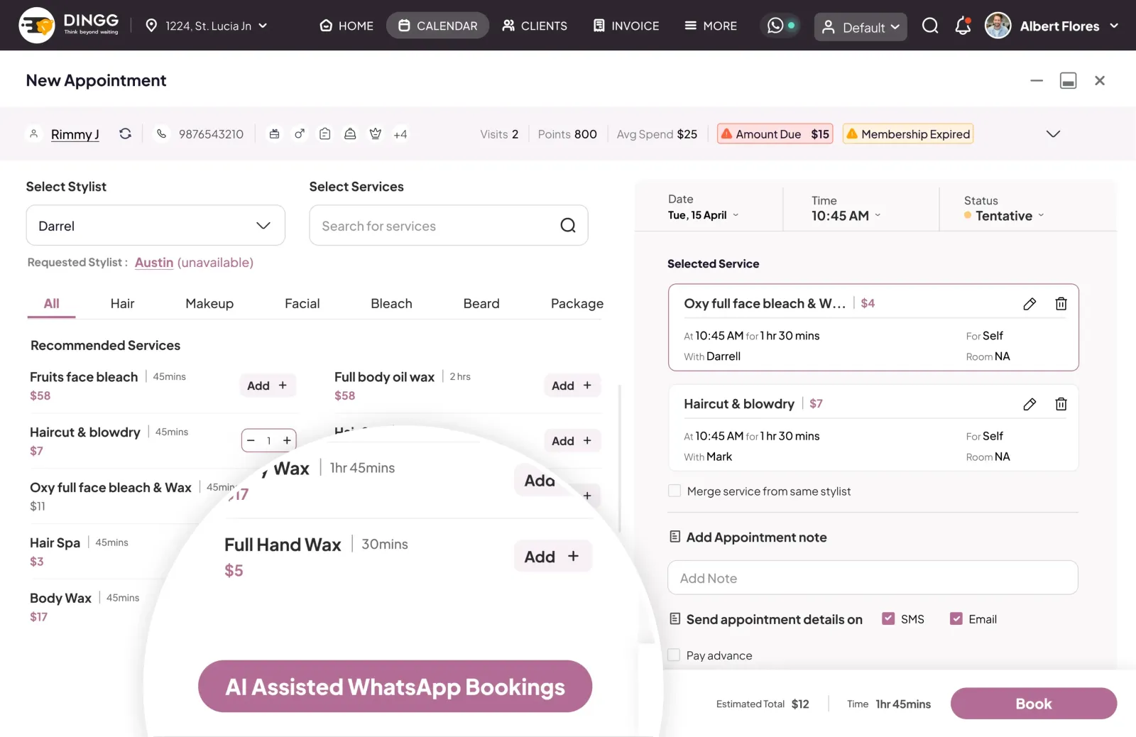 AI Assisted WhatsApp Bookings