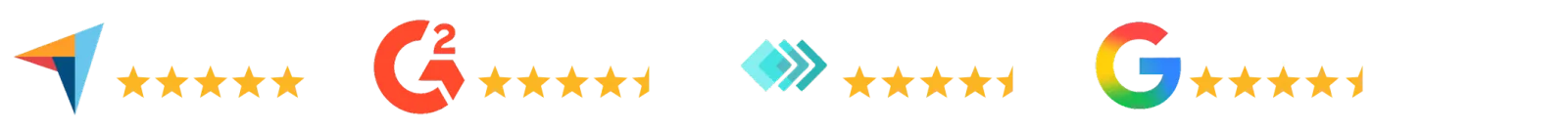 DINGG rated on Capterra, G2, GetApp and Google