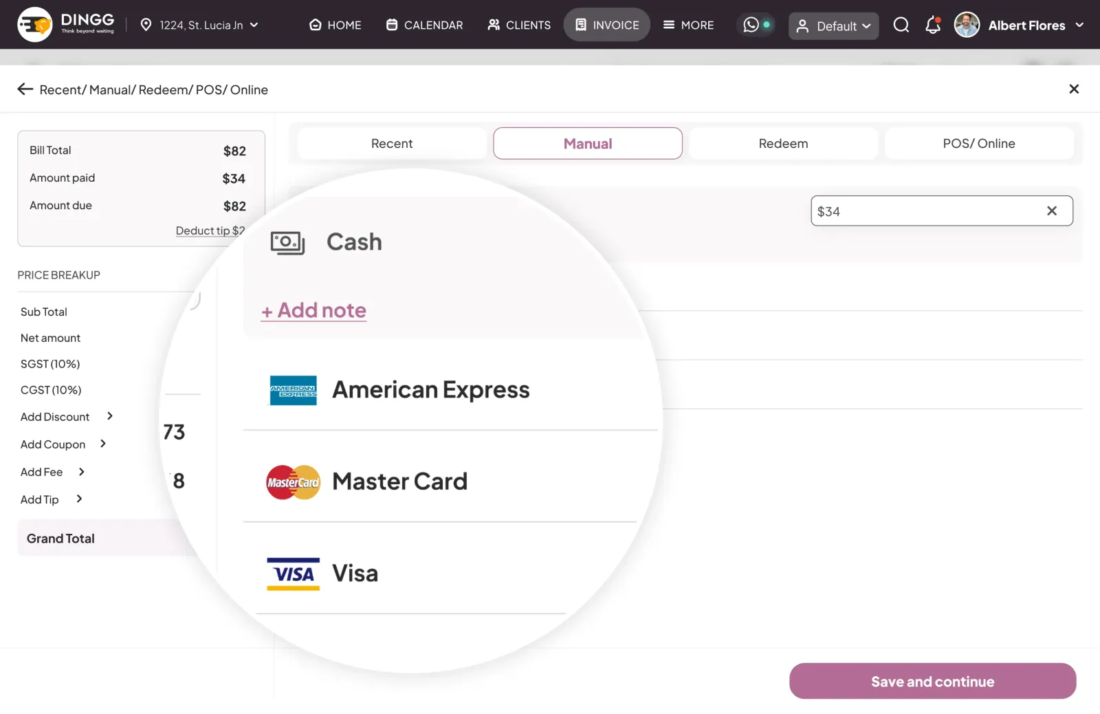 Take Online Payments at the counter seat